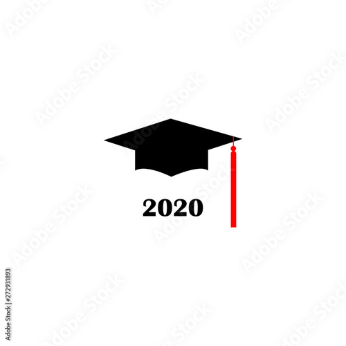 Graduation hat Logo Template Design Elements 2020. Vector illustration isolated on white background.