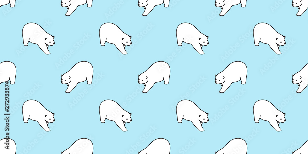 Bear seamless pattern vector polar bear cartoon scarf isolated repeat background tile wallpaper illustration design