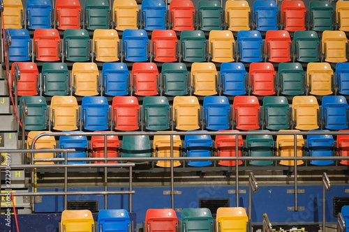 Empty Stadium chair in colorful pattern