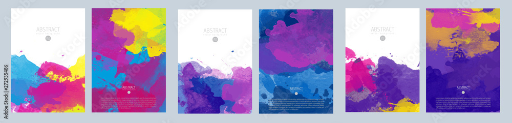 Bright colorful vector paint splash background template set for brochure, poster or flyer