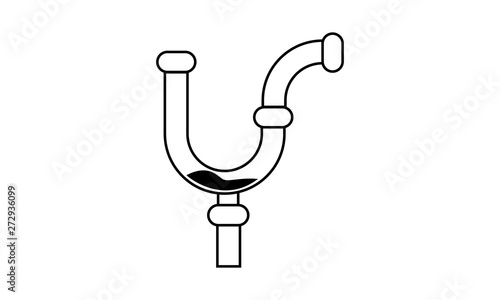 Drain cleaning icon for blocked pipe and plumbing repair