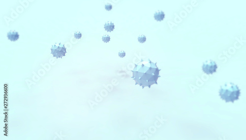Pathogenic bacteria  viruses  Bomb and microscopic and Concept low poly Modern pastel Blue background  - 3d