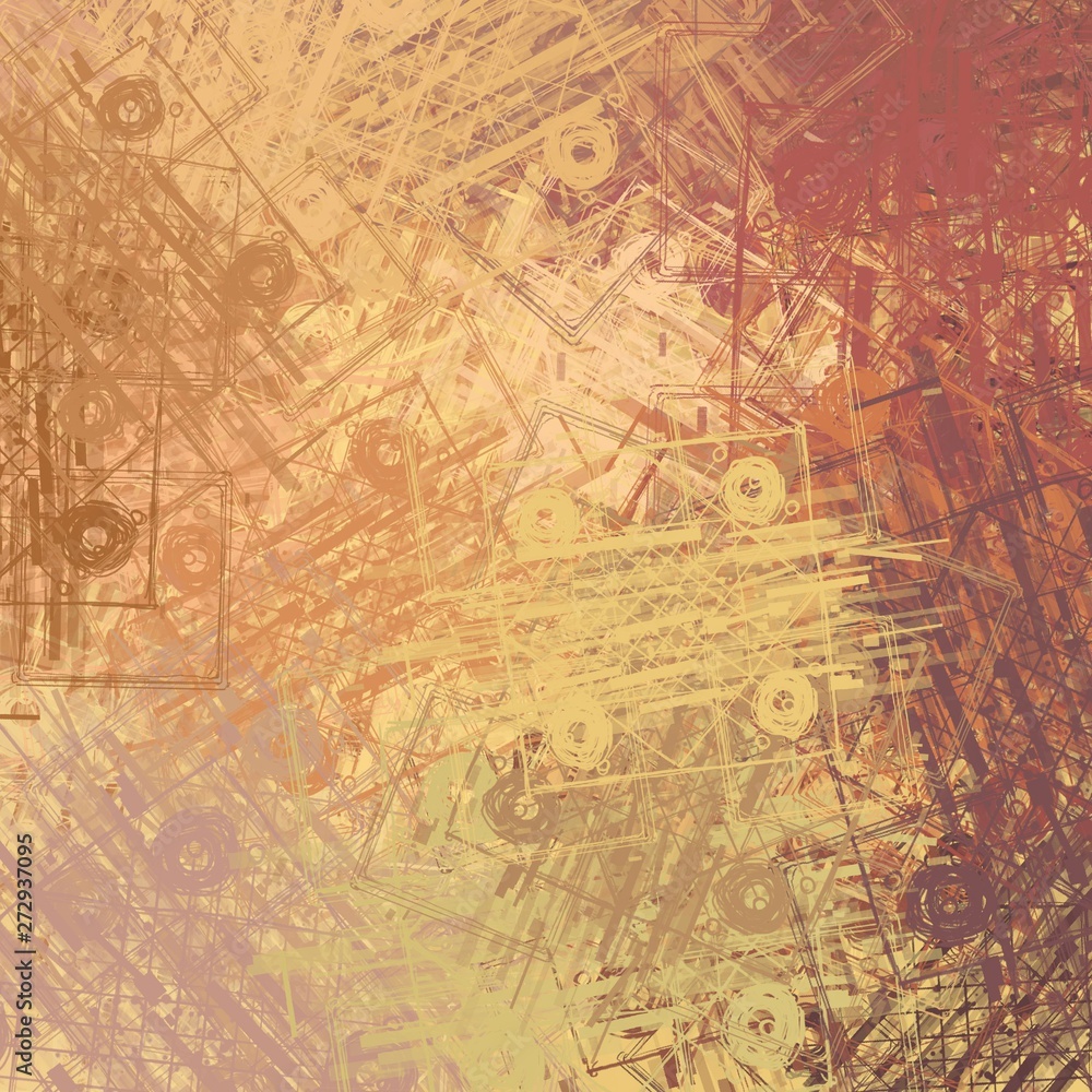 Fototapeta premium 2d colorful illustration. Digital texture. Various shapes and lines.