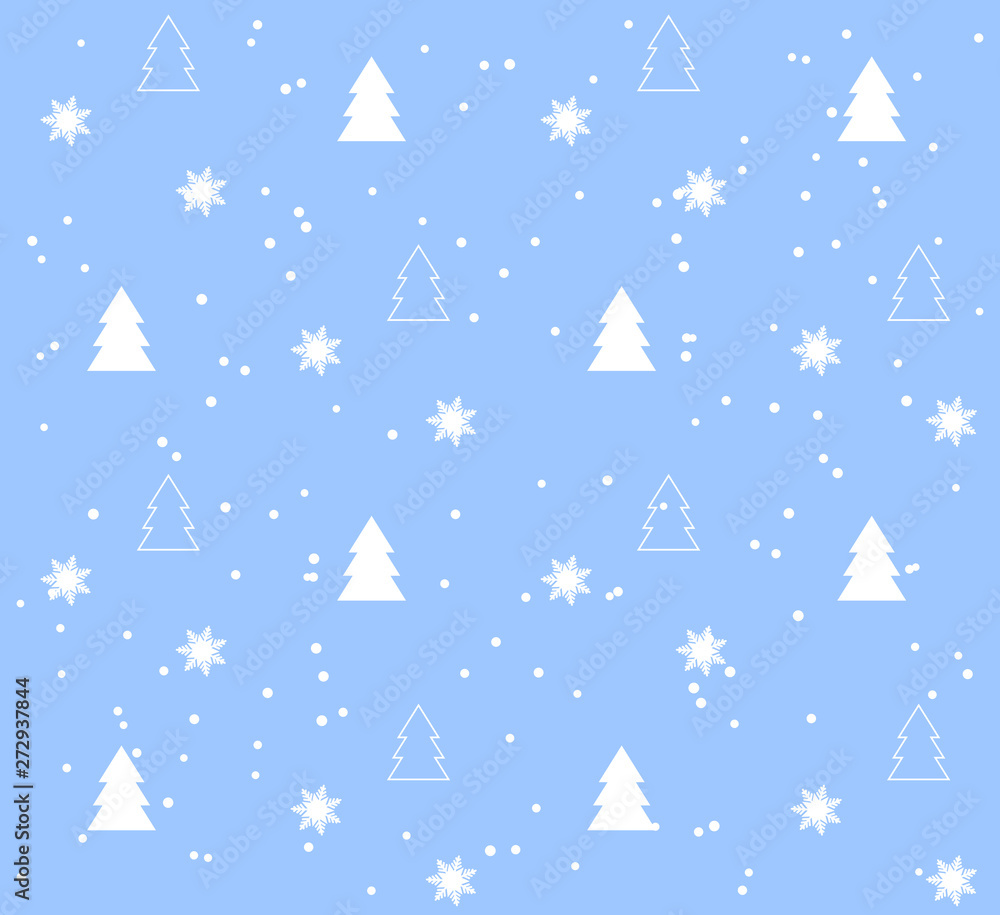Blue Seamless pattern with white Christmas trees Blue Seamless pattern with white Christmas trees