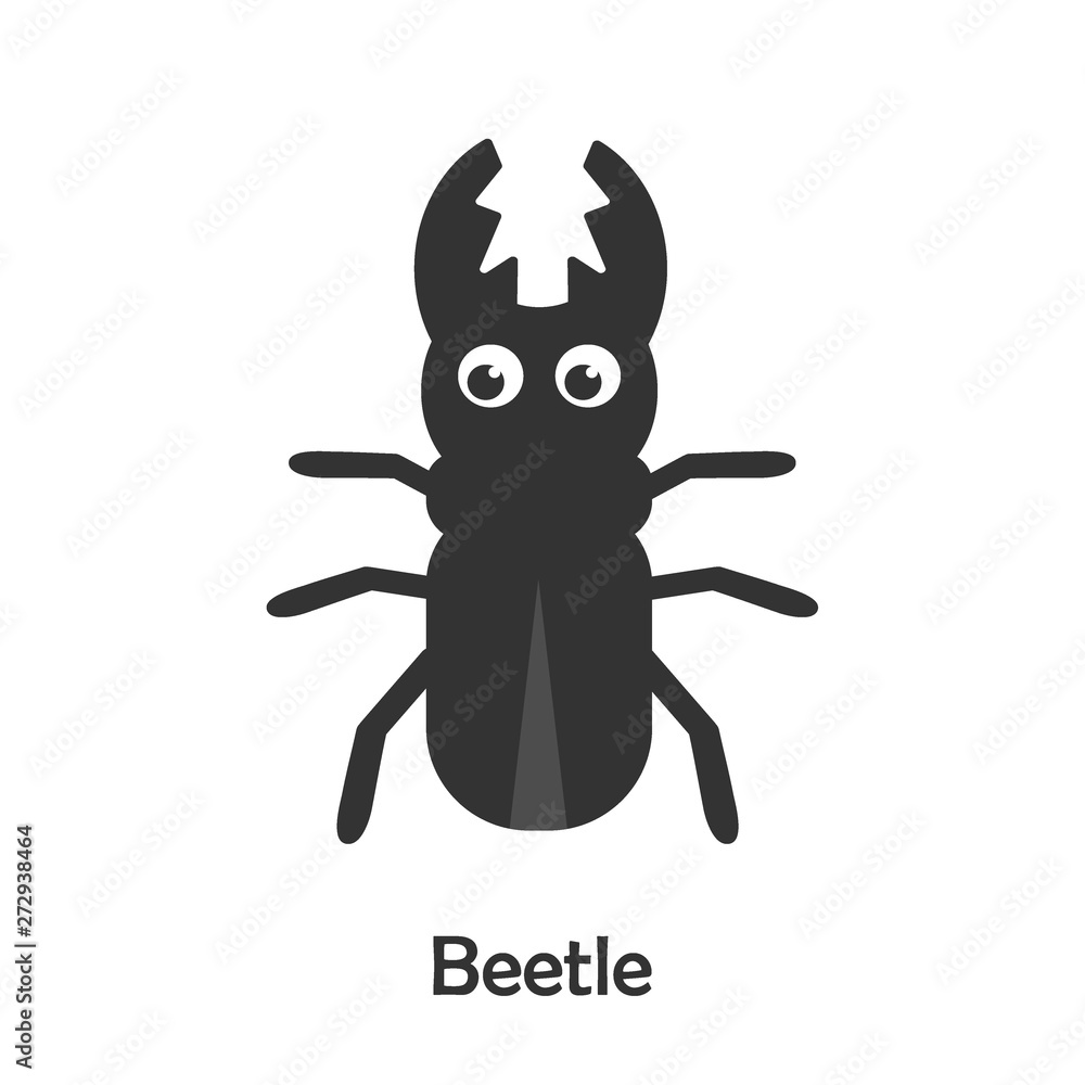 Beetle in cartoon style, insect card for kid, preschool activity for children, vector illustration Beetle in cartoon style, insect card for kid, preschool activity for children, vector illustration