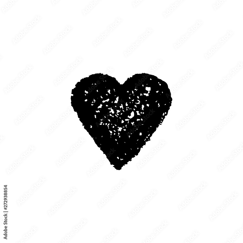 Hand drawn vector heart on white background.