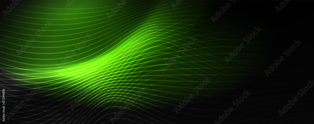 Smoky glowing waves in the dark. Dark abstract background with neon color light and wavy lines. Vector Smoky glowing waves in the dark. Dark abstract background with neon color light and wavy lines. Vector