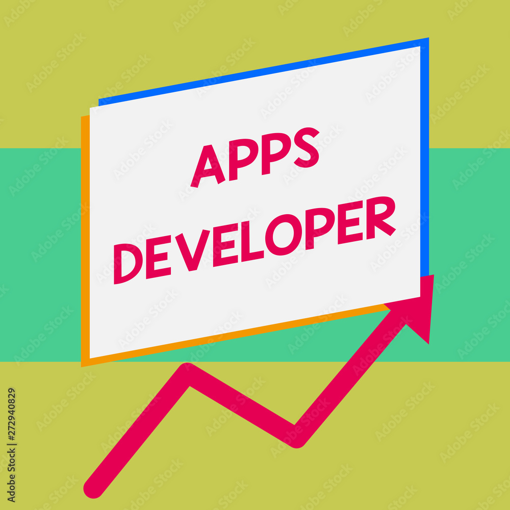 Handwriting text writing Apps Developer. Conceptual photo Graphic artist Software Programmer and Analyst Experts One blank rectangle above another arrow zigzag upwards increasing sale Handwriting text writing Apps Developer. Conceptual photo Graphic artist Software Programmer and Analyst Experts One blank rectangle above another arrow zigzag upwards increasing sale