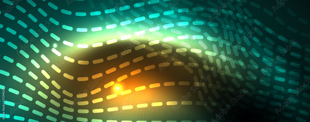 Fototapeta premium Shiny neon vector wave line abstract background, motion concept