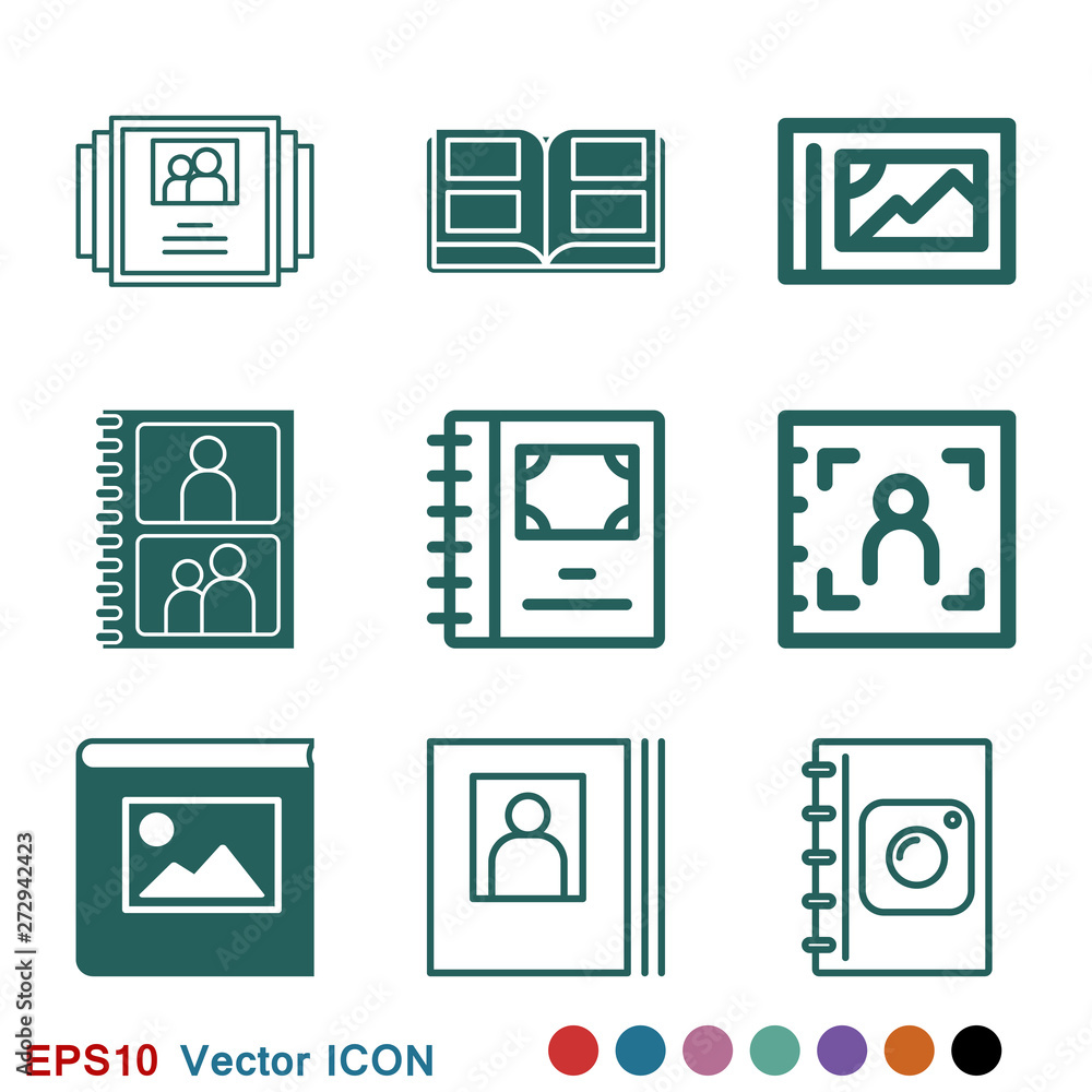 Photo album vector icon on white background. Photo album vector icon on white background.