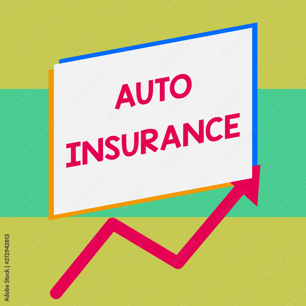 Handwriting text writing Auto Insurance. Conceptual photo Protection against financial loss in case of accident One blank rectangle above another arrow zigzag upwards increasing sale
