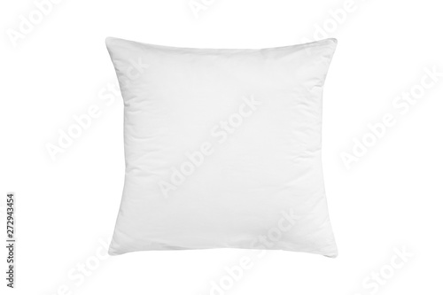 White pillow isolated, pillow on a white background, pillow staked against white background photo