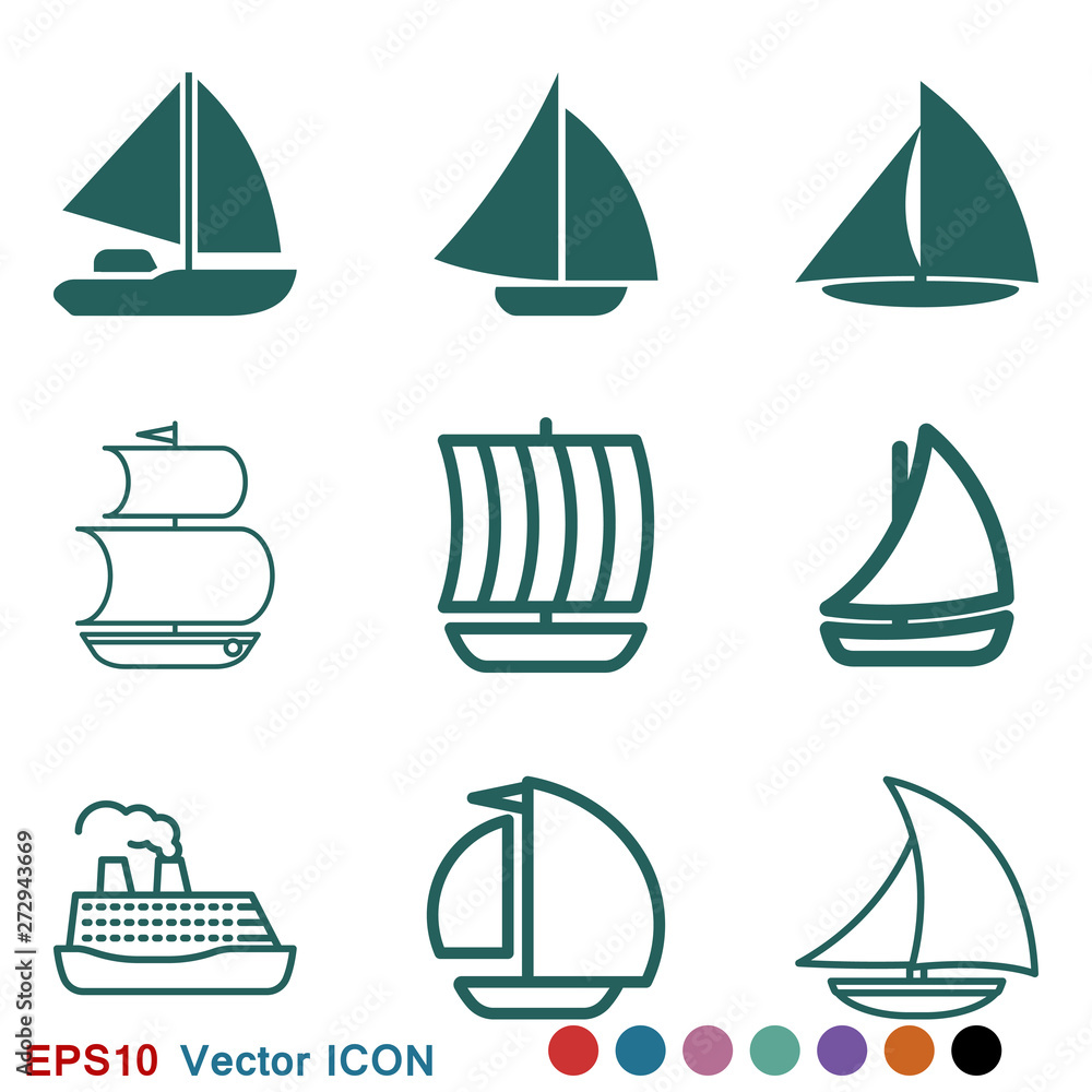 Vettoriale Stock Boat icon vector in trendy flat style isolated on  background. Ship transport, boat symbol | Adobe Stock