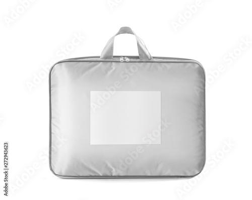 Bild auf Leinwand White bedspread, duvet or pillow in the retail bag isolated.