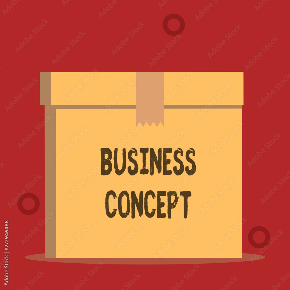 Word writing text Business Concept. Business photo showcasing new product approach to marketing or delivering it Close up front view open brown cardboard sealed box lid. Blank background
