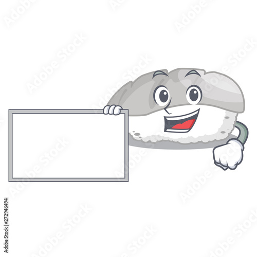 With board ika sushi isolated with the cartoon