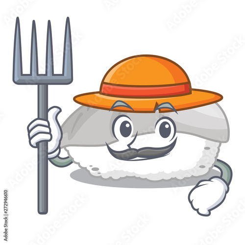 Farmer ika sushi isolated with the cartoon