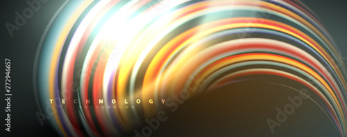 Fluid color rainbow style wave abstract background, techno modern design on black