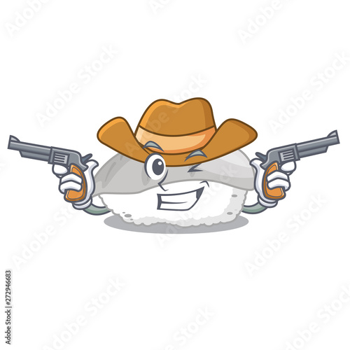 Cowboy ika sushi isolated with the cartoon
