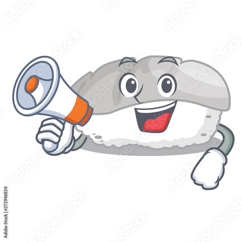 With megaphone ika sushi isolated with the cartoon