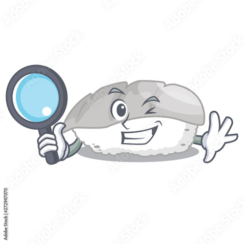 Detective ika sushi is served mascot place