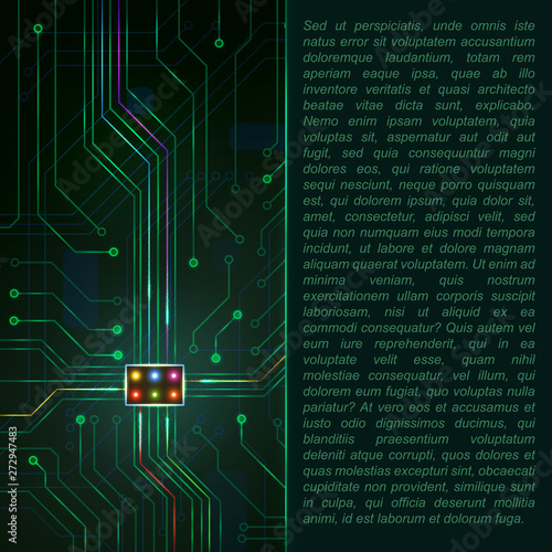 Green Electric Microchip for Page / Presentation / Website.