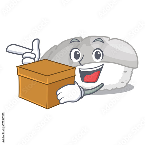 With box ika sushi is served mascot place