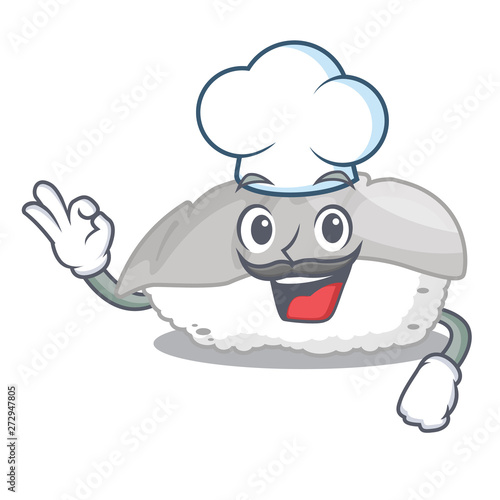 Chef ika sushi is served mascot place