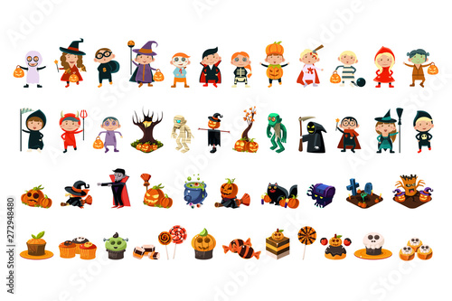 Halloween Icons Big Set, Halloween Holiday Party Design Elements Vector Illustration © topvectors