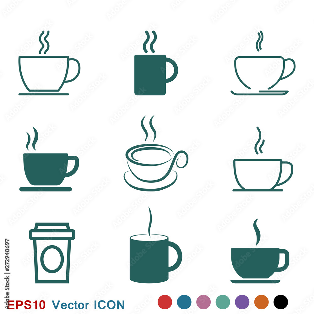 Coffee cup icon. Coffee drink vector symbol stock web illustration. Coffee cup icon. Coffee drink vector symbol stock web illustration.