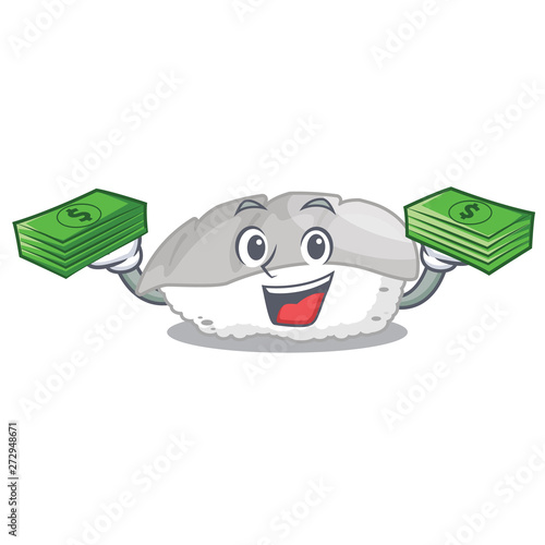 With money bag ika sushi in the cartoon shape