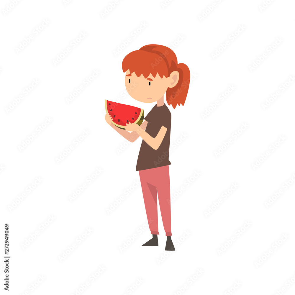 Cute Girl Does Not Want To Eat Watermelon Child Does Not Like Healthy this-is-how-depression-looks-like-keep-checking-on-your-loved-ones