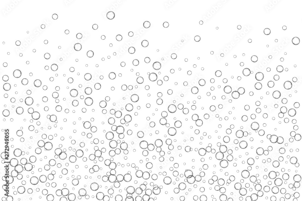 Air bubbles, oxygen, champagne crystal clear, isolated on white background modern design. Vector illustration EPS 10.