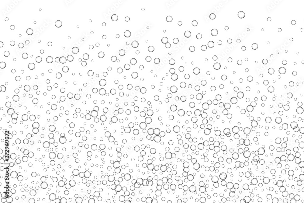 Air bubbles, oxygen, champagne crystal clear, isolated on white background modern design. Vector illustration EPS 10.