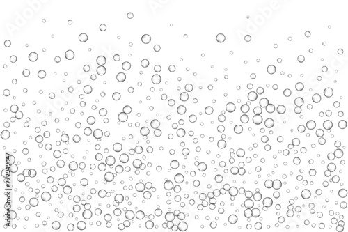 Air bubbles, oxygen, champagne crystal clear, isolated on white background modern design. Vector illustration EPS 10.