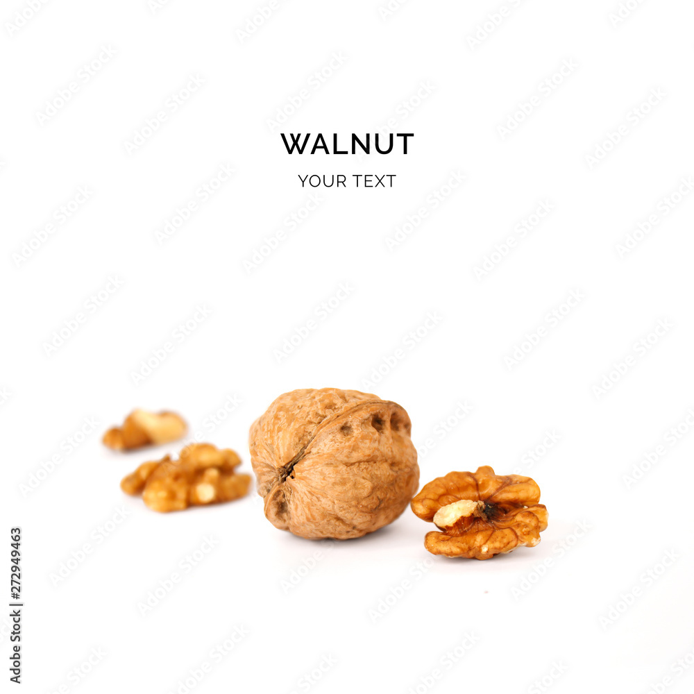 Fototapeta premium Creative layout made of walnut. Flat lay. Food concept.