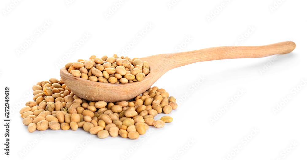 Raw soy beans on white background Raw soy beans on white background
