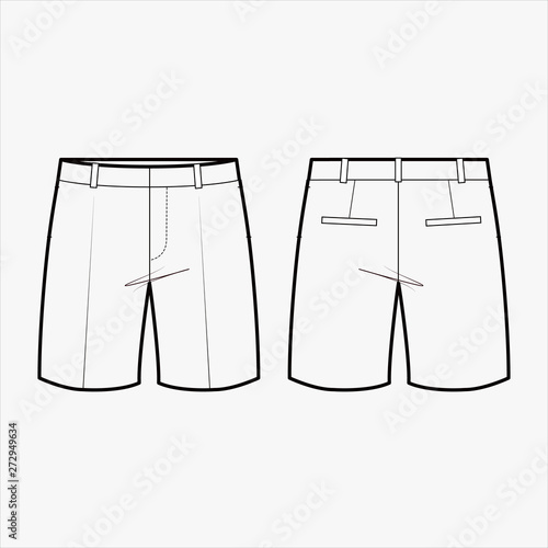 SHORT PANTS fashion flat sketch template