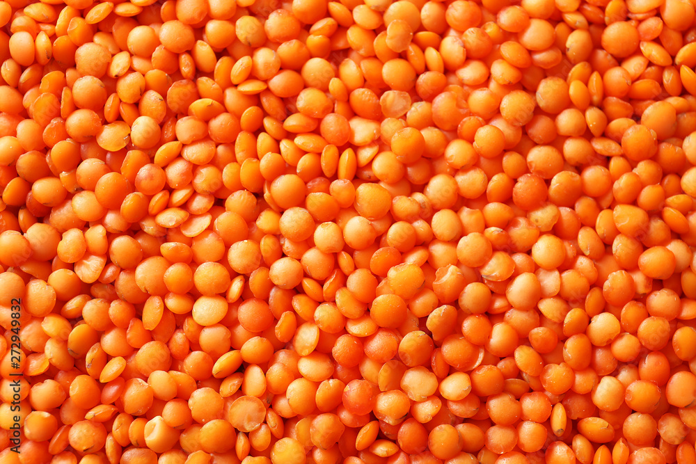 Heap of raw lentils, closeup