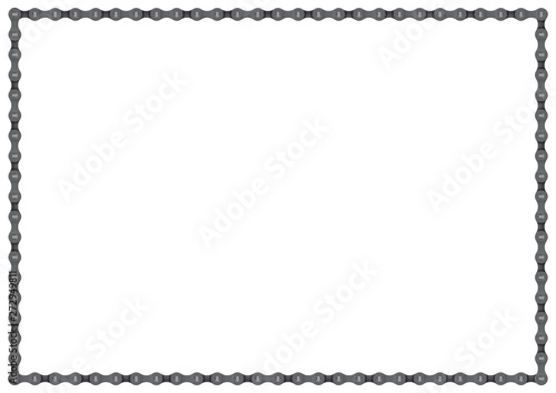 Vector realistic bike chain. A4 frame line. Isolated on white background.