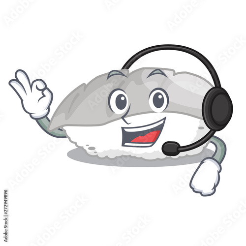 With headphone ika sushi in charater lunch box