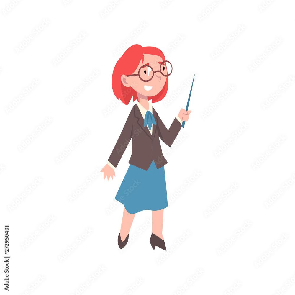 Cute Girl Dressed as Teacher, Kids Future Profession Cartoon Vector Illustration Cute Girl Dressed as Teacher, Kids Future Profession Cartoon Vector Illustration