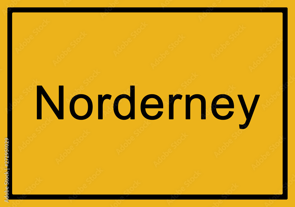 Typical german yellow city sign Norderney Typical german yellow city sign Norderney
