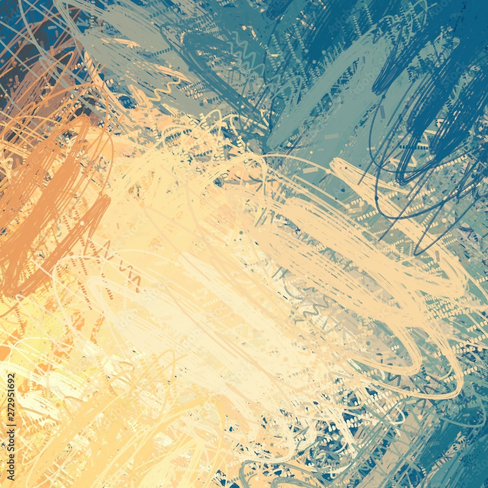 Fototapeta premium Artistic sketch backdrop material. Abstract geometric pattern. Chaos and random. Modern art drawing painting. 2d illustration. Digital texture wallpaper. 