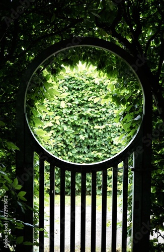 Moon gate in garden
