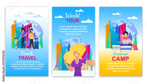 Family Travel World Tour Language Camp Banner Set