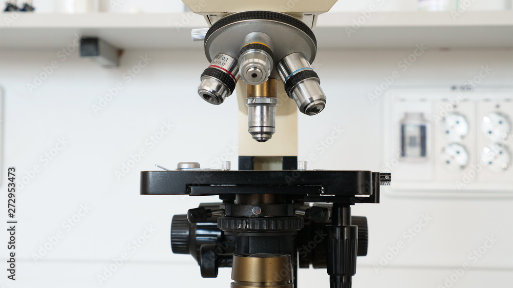 close up shoot of professional microscope in laboratory close up shoot of professional microscope in laboratory