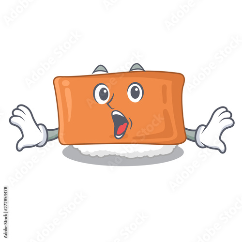 Surprised inari sushi is served cartoon board