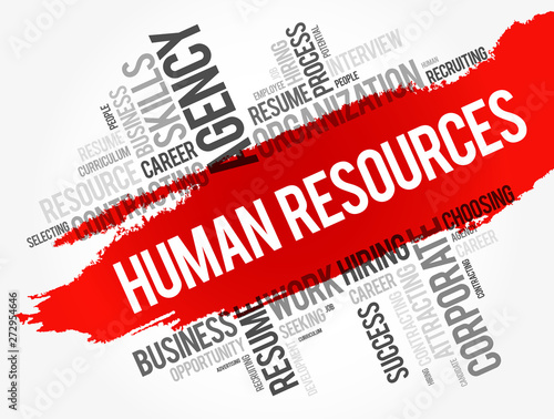 HR - Human Resources word cloud collage, business concept background