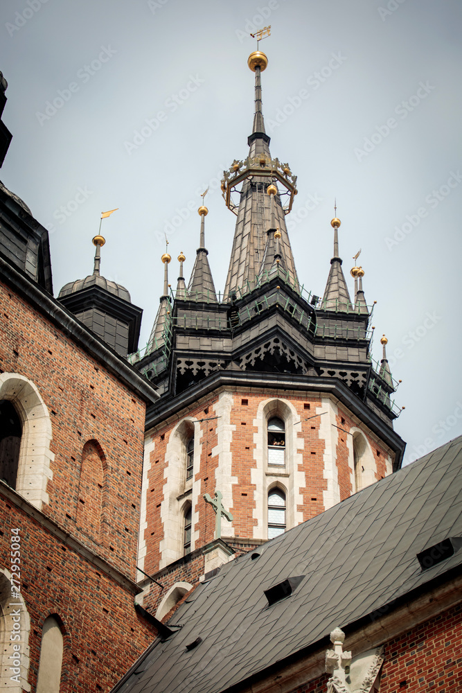 Towers of St. Mary's Basilica in Krakow